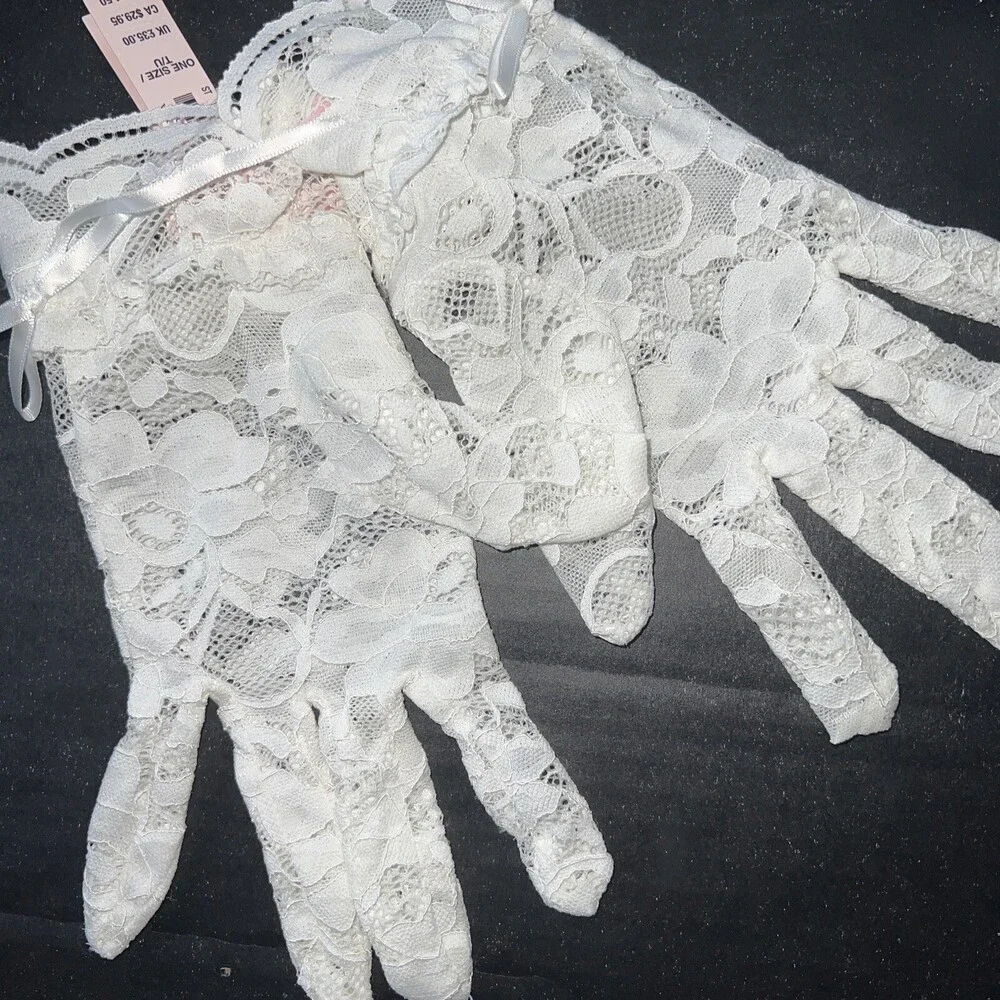 Victoria's Secret LACE GLOVES+EYEMASK WHITE crystallized BRIDAL BRIDE adult Game